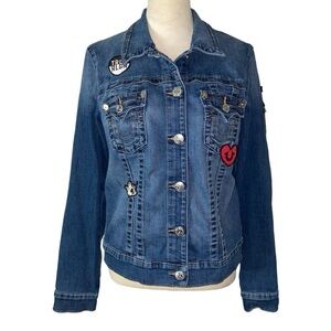 True Religion Blue Jean Jacket with Patches